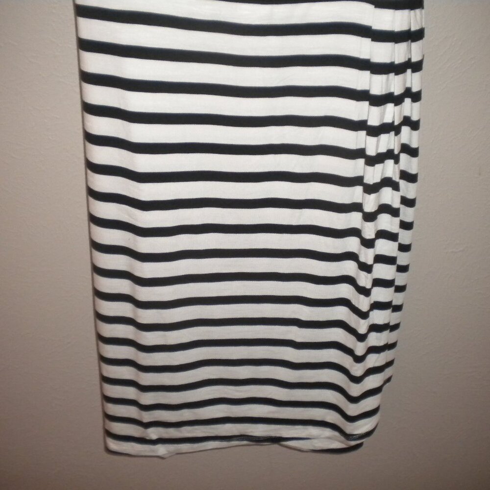 Chaps Women's Plus Size XXL Black White Striped Stretch Short Sleeve Dress NWT - Picture 4 of 5